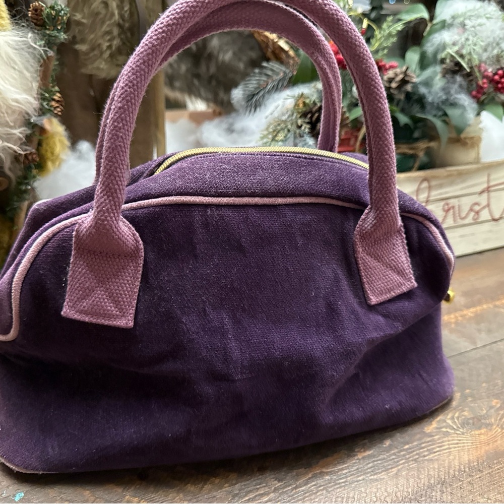 Vintage Y2K 1990’s Victoria's Secret Handbag Purple Velvet Satchel Bag Cosmetic - Picture 6 of 14